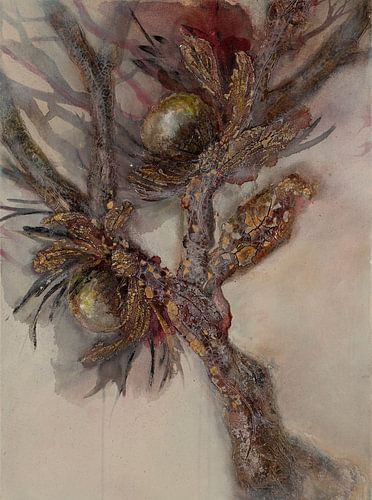 Herfstzaden, een abstracte botanische bloemenfantasie in herfstsfeer.