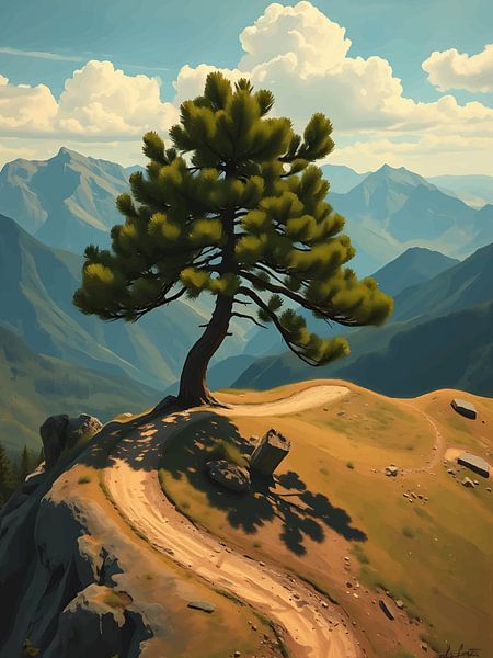 Pine Tree on a Mountain Trail by Ini Rendybovi