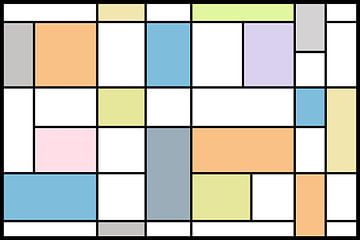 composition in the style of Piet Mondriaan in pastel by W J Kok