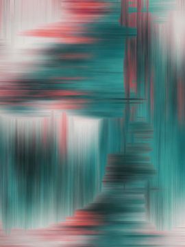 Modern, Abstract Digitaal Kunstwerk in Rood Blauw Wit van Art By Dominic