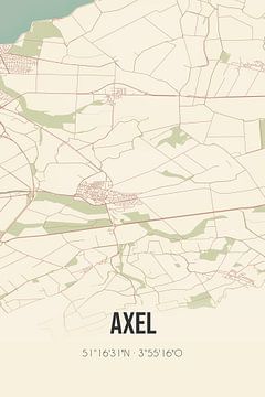 Vieille carte d'Axel (Zeeland) sur Rezona