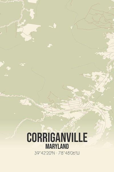 Carte ancienne de Corriganville (Maryland), USA. par Affiches de lieux