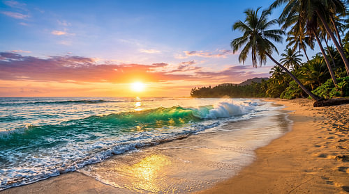 Turquoise Wave at Sunset