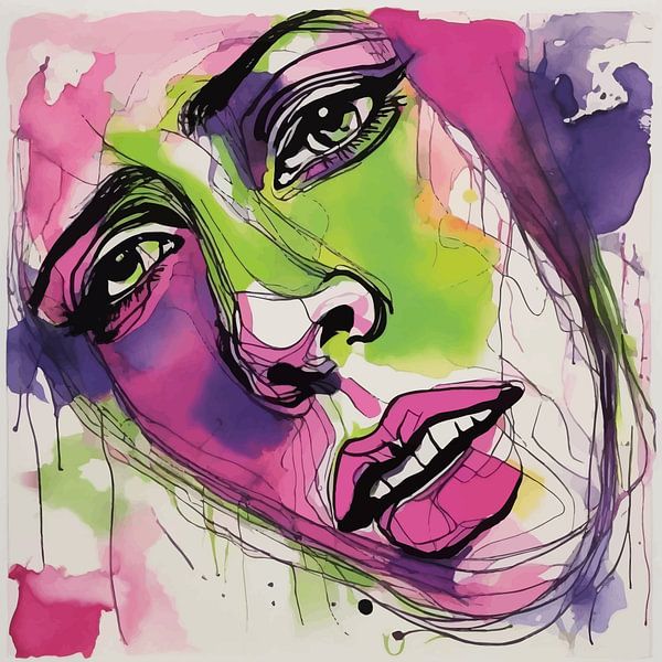 Peinture aquarelle minimaliste d'une femme abstraite par MIROKKU