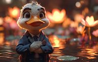 Die Dapper Duck in einem Lotusparadies