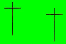 Catholic crosses on a green plane