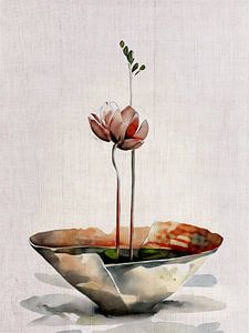 Minimalistische Ikebana-Blumenarrangements im japanischen Stil