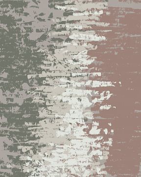 Penseelstreken in neutrale kleuren. Abstracte kunst in grijsgroen, wit, warm bruin van Dina Dankers