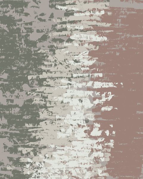 Brush strokes in neutral colors. Abstract art in grey green, white, warm brown by Dina Dankers