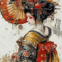 Japanese Pastel woman in traditional dress