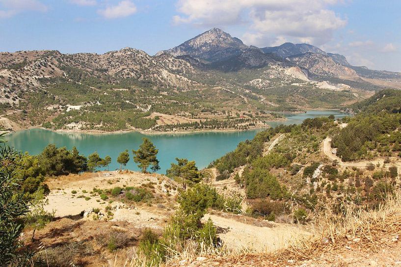 Landschap van een stuwmeer in Cyprus van Lindy Hageman