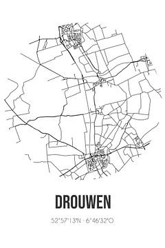 Drouwen (Drenthe) | Carte | Noir et blanc sur Rezona
