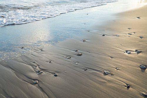 Sable brillant et eau de mer écumante sur Adriana Mueller