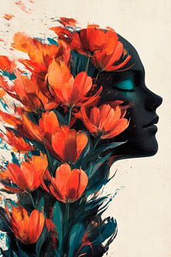 Flower magic: face in a blaze of colour by Poster Art Shop