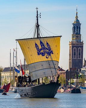 Historic Kamper Kogge sailing boat leaving the Hanseatic League city of Kampen by Sjoerd van der Wal Photography