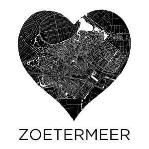 Liefde voor Zoetermeer ZwartWit  |  Stadskaart in een hart van WereldkaartenShop