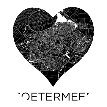 Liefde voor Zoetermeer ZwartWit  |  Stadskaart in een hart van WereldkaartenShop