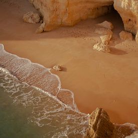 Sandstone beach Algarve Portugal by Alica Semle