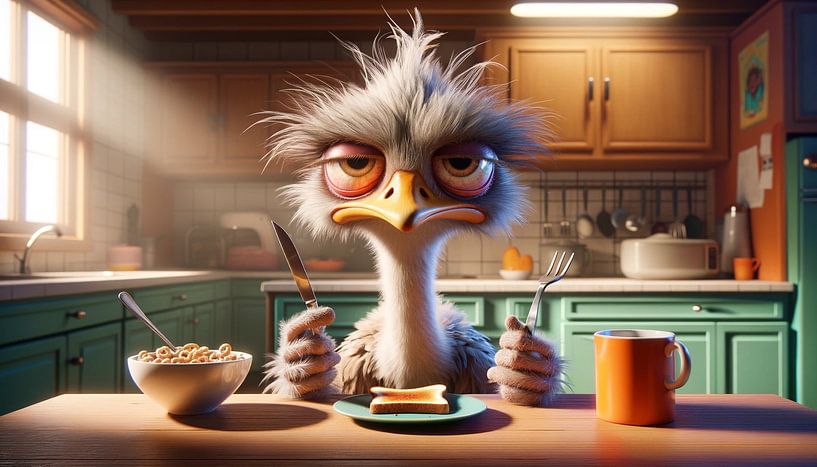 Bird staring at breakfast by artefacti