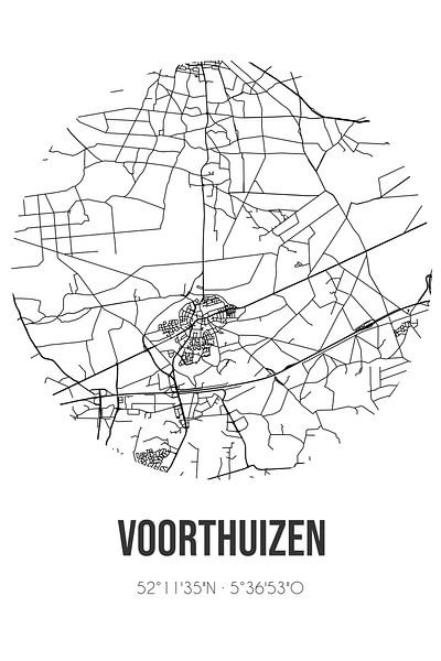 Voorthuizen (Gelderland) | Map | Black and white by Prints of Place