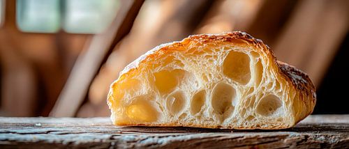 Knapperig brood op een houten plank - natuurlijk en uitnodigend