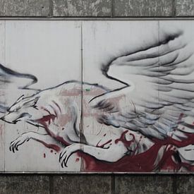 mythische wolf grafitti groningen van Martijn Wams