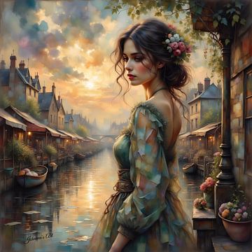 Retour dans le temps - Sa robe dans la brise du coucher de soleil