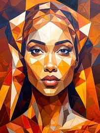 Portrait de femme en origami sous forme de tableau mural moderne sur AidasignArt