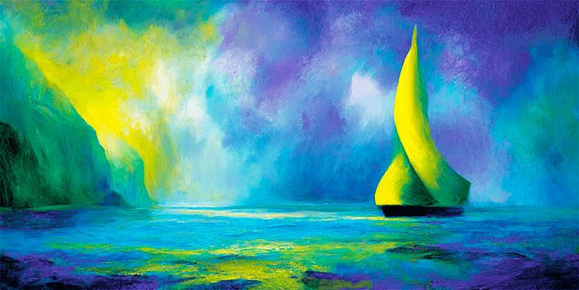 Hope at Sea - Abstract Sailboat Wall Decoration by Karina Brouwer