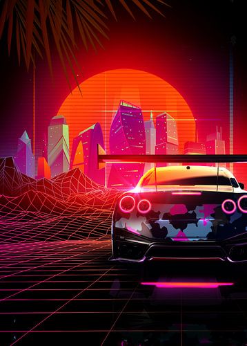 Retro Synthwave Nissan GT-R