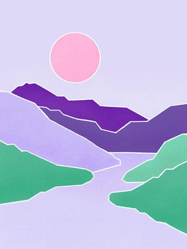 Œuvre d'art Paysage Boho Vert