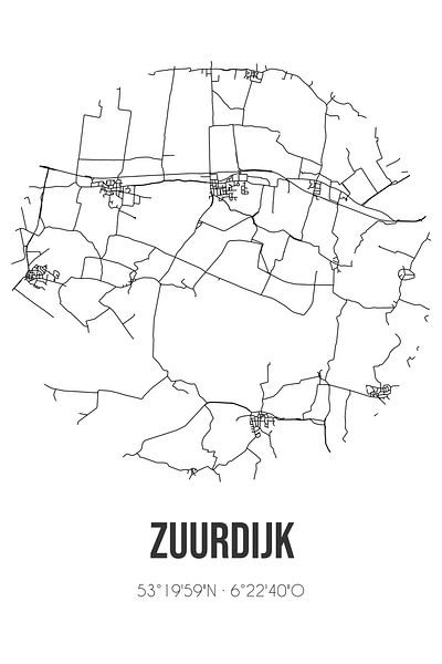 Zuurdijk (Groningen) | Map | Black and white by Prints of Place