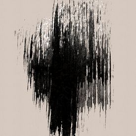 Strokes 9 | Minimal Black &amp ; White Abstract on Tan sur Menega Sabidussi