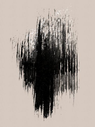Strokes 9 | Minimal Zwart & Wit Abstract op Tan