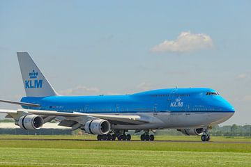 Flugzeug vom Typ KLM Boeing 747 landet auf dem Flughafen Schiphol von Sjoerd van der Wal Fotografie