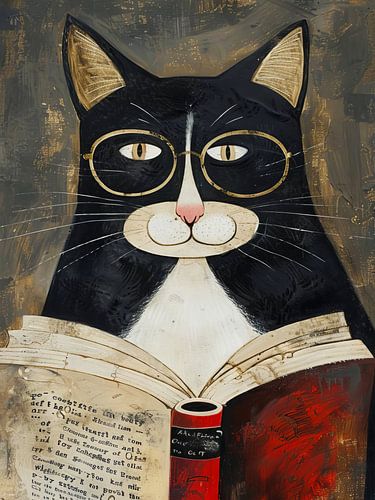 Cat Reading A Book