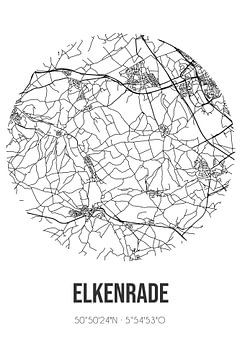 Elkenrade (Limburg) | Landkaart | Zwart-wit van Rezona