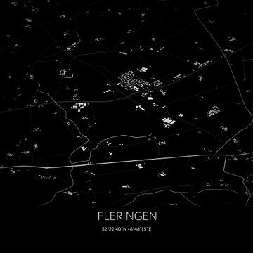 Schwarz-weiße Karte von Fleringen, Overijssel. von Rezona