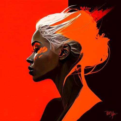 Portret van een vrouw minimalistisch in kleur en vorm