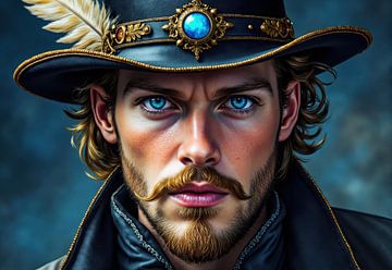 Porträt eines Mannes mit einem verzierten Hut von Markus Gann