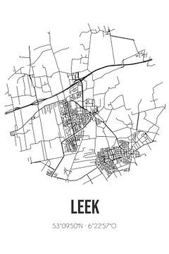 Leek (Groningen) | Landkaart | Zwart-wit van MijnStadsPoster
