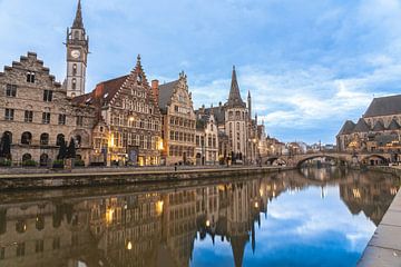 Graslei with the towers of Ghent by Marcel Derweduwen