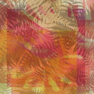 Kleurrijke abstracte bladeren in oranje, roze en beige van Abstract Minimalist Art