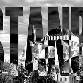 Istanbul Hagia-Sophia black white by Bass Artist