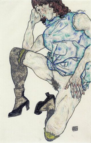 Egon Schiele. knielend meisje
