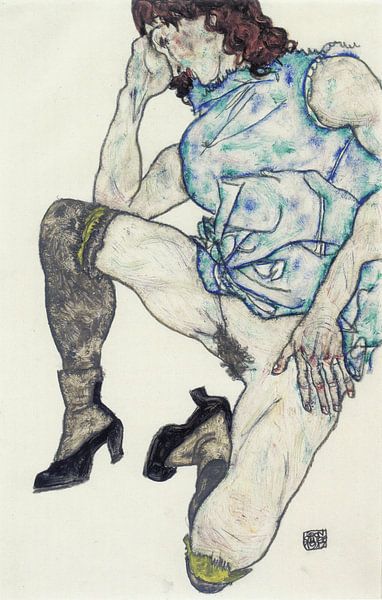 Egon Schiele. Kniendes Mädchen von 1000 Schilderijen