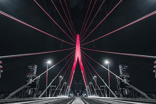 De rode Erasmusbrug Spin Rotterdam, zuid-holland