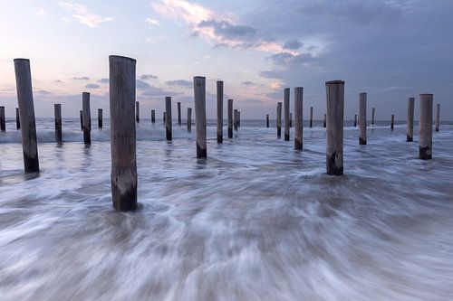 Piles in the sea at Palendorp Petten