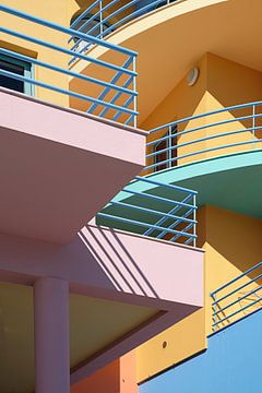 Colorful buildings in Albufeira, Portugal by Truus Nijland