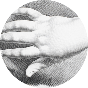 Gestrekte hand van bovenaf gezien, studie in zwart-wit van Henk Vrieselaar